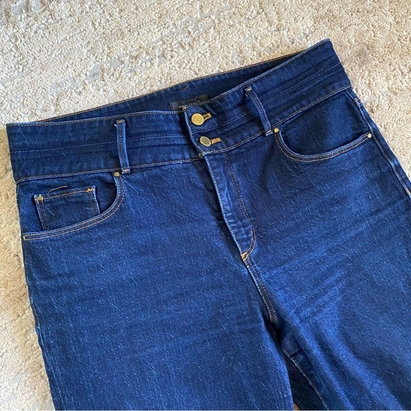 Ann Taylor The Straight Crop Dark Wash High Rise Waist Jeans: 12 - Picture 2 of 9